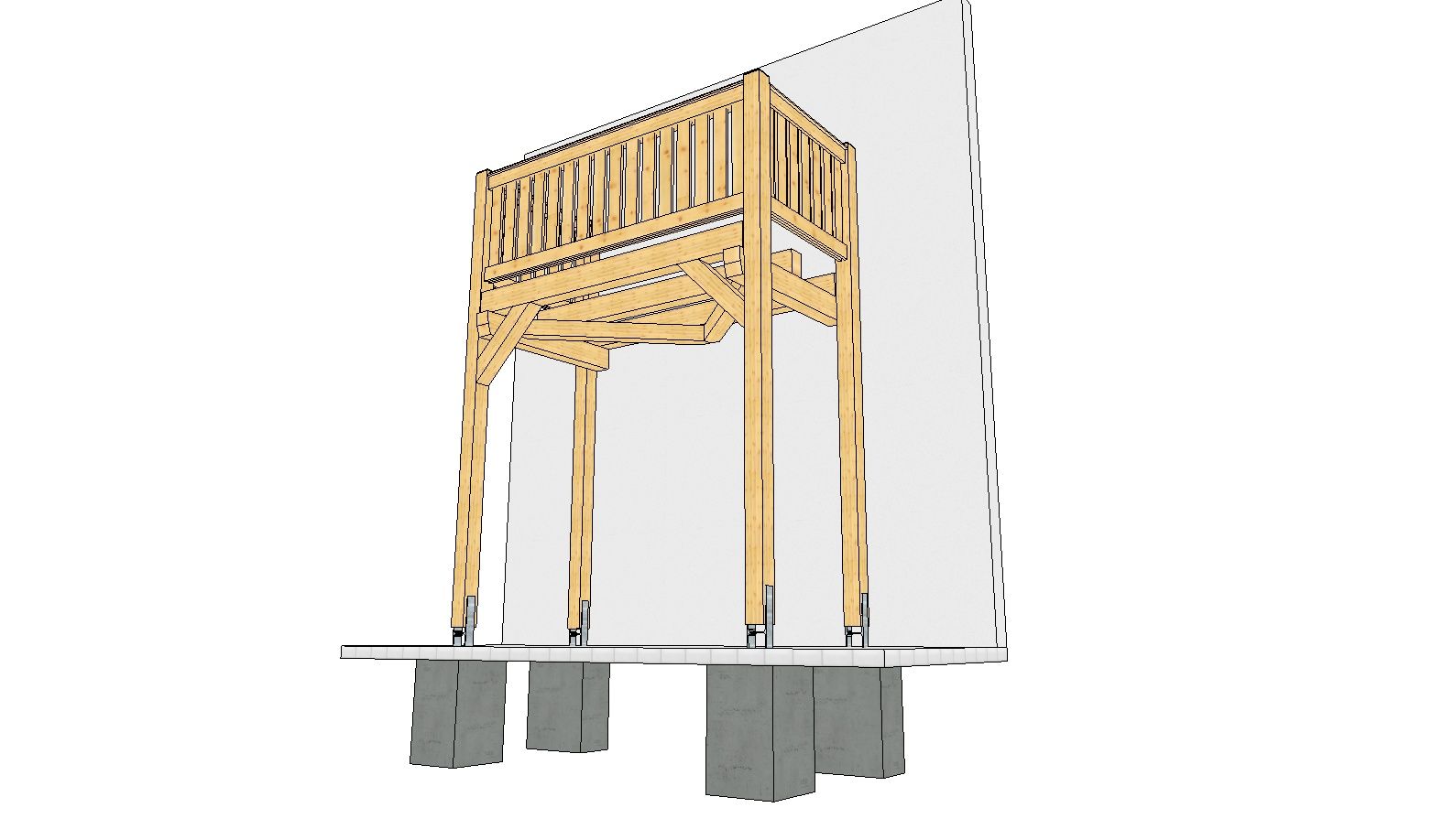 Bausatz Holzbalkon ohne Dach 3 x 1,5m HTL Solid